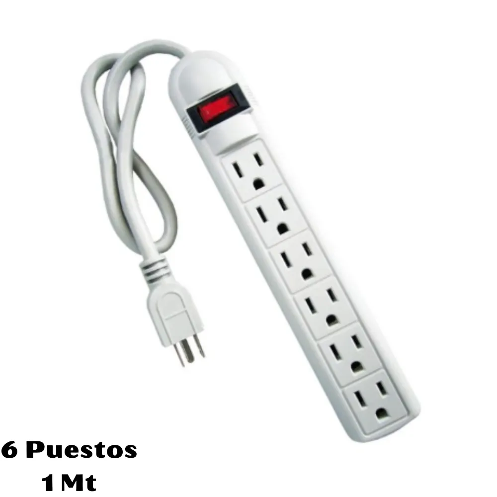 Regleta Electrica Multitoma 6 Tomas 1 Mt